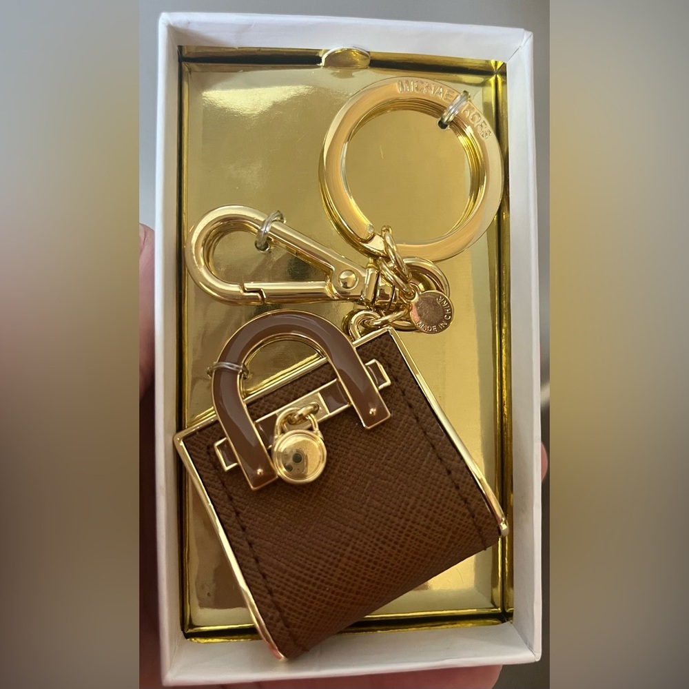 Michael Kors Brown and Gold Mini Bag Keychain